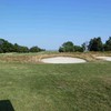 Lateral bunkers provide a risk-and-reward challenge on the Bay Course at Seaview resort.